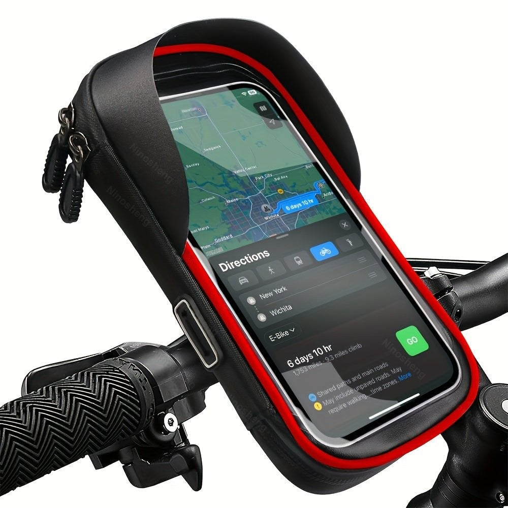 Bike Phone Holder – Waterproof 360° Rotating Mount - Red