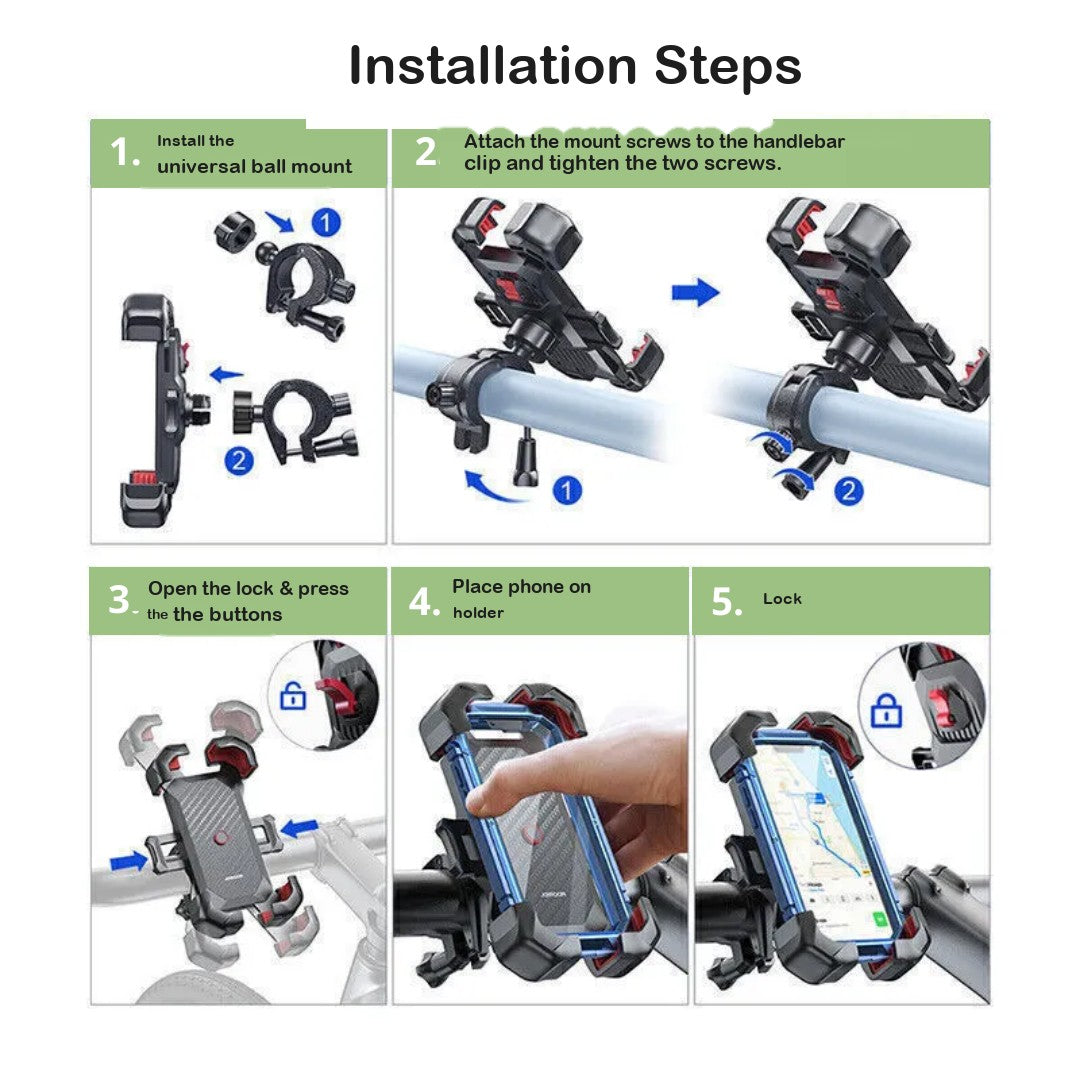 Bike Phone Mount – Secure One-Click Handlebar Phone Holder