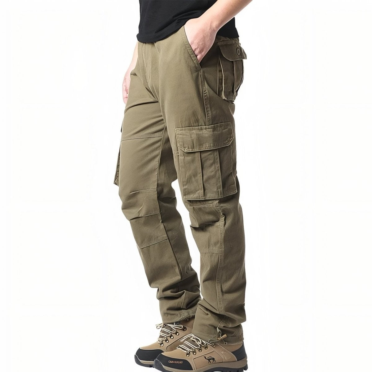 Cargo Hiking Pants – Breathable Adjustable Multi-Pocket - Olive Beige