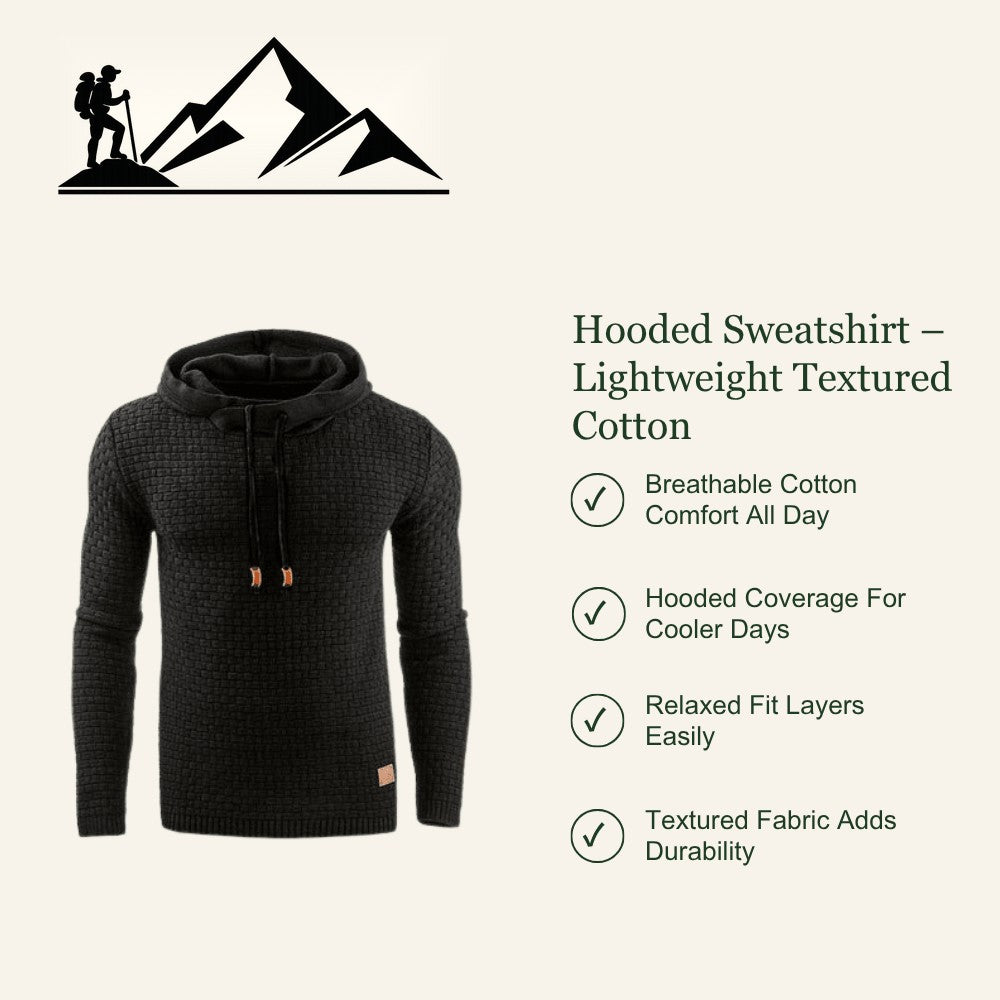 Cotton Hoodie – Lightweight Textured Outdoor Sweatshirt