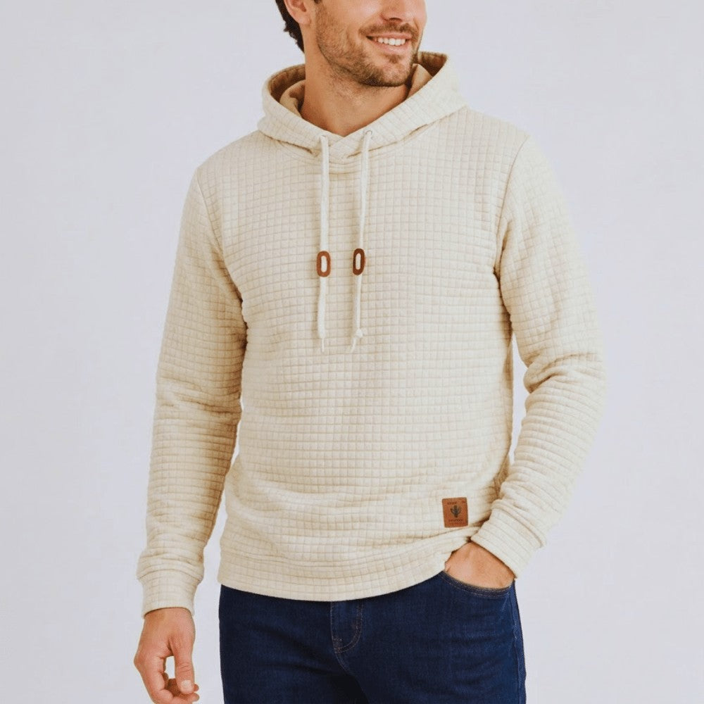 Cotton Hoodie – Lightweight Textured Outdoor Sweatshirt - Oatmeal Beige