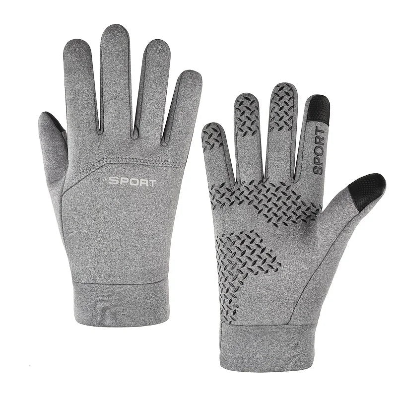 Cycling Gloves – Thermal Waterproof Touchscreen Full-Finger - Grey