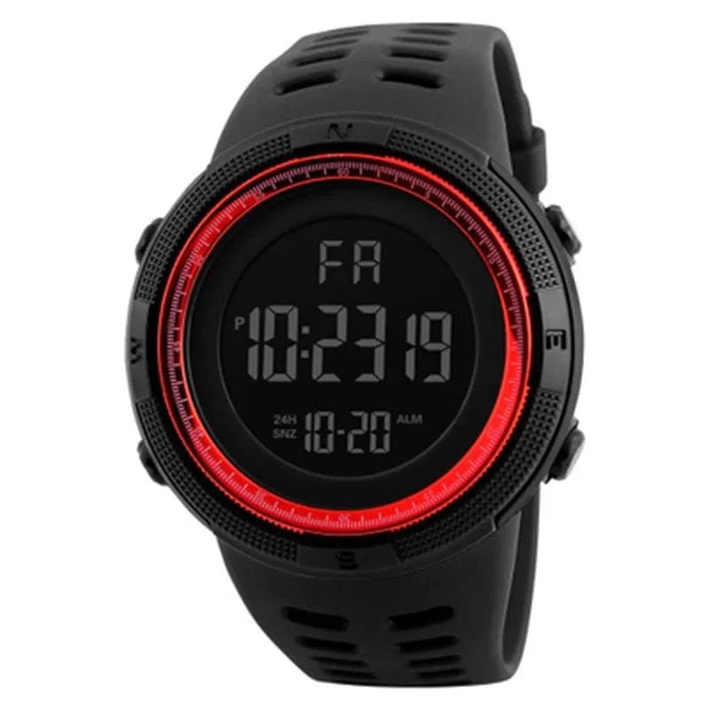 Digital Sports Watch – Luminous Multifunction LED - Red