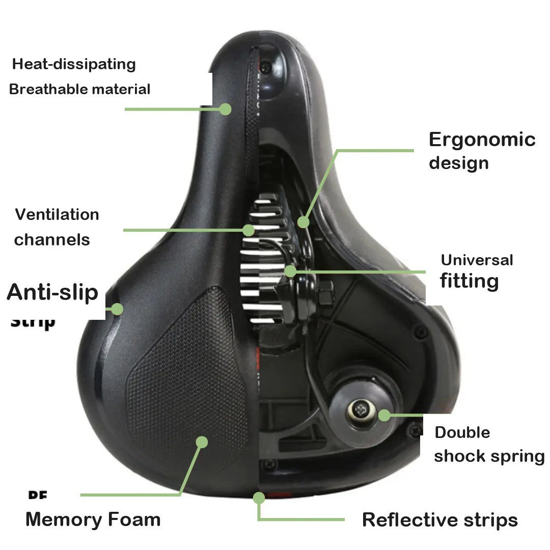 Ergonomic Bike Saddle – Memory Foam Shock-Absorbing Seat
