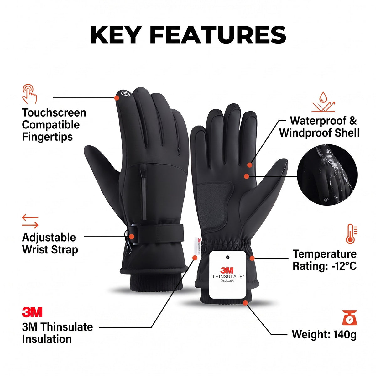 Extreme Cold Weather Gloves – Waterproof 3M Thinsulate Winter Gloves