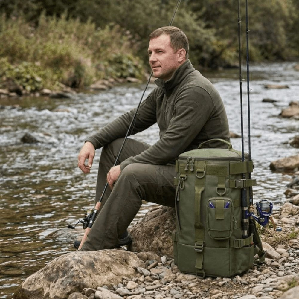 Fishing Backpack – Water-Resistant Rod-Holder MOLLE Pack