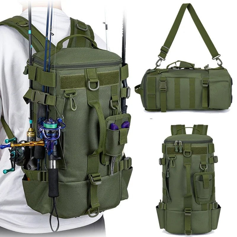 Fishing Backpack – Water-Resistant Rod-Holder MOLLE Pack