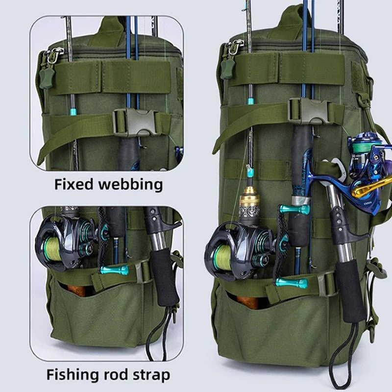 Fishing Backpack – Water-Resistant Rod-Holder MOLLE Pack