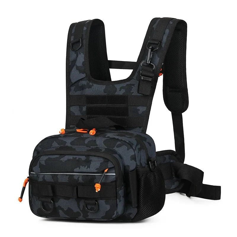 Fishing Chest Bag – Durable MOLLE Tackle Pack - BK Camo