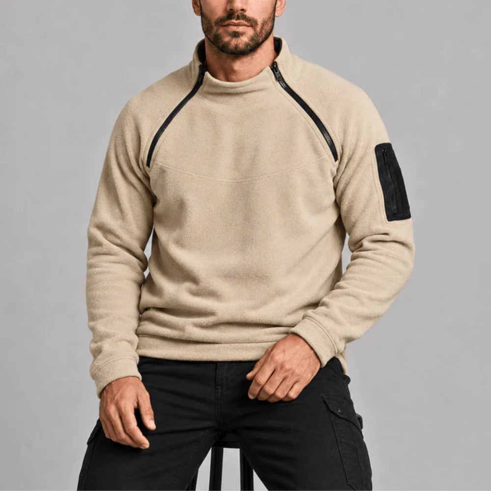 Fleece Pullover – Warm Breathable Lightweight Layer - Beige