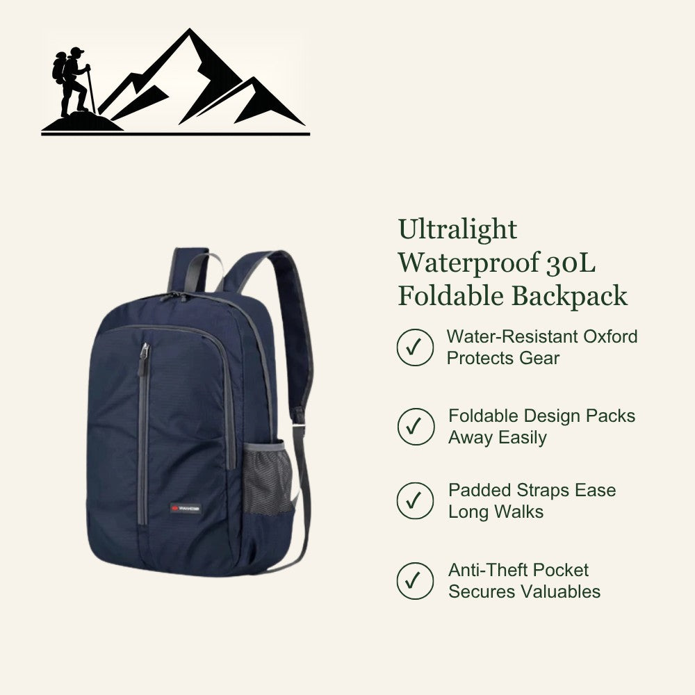 Foldable 30L Backpack – Ultralight Water-Resistant Oxford