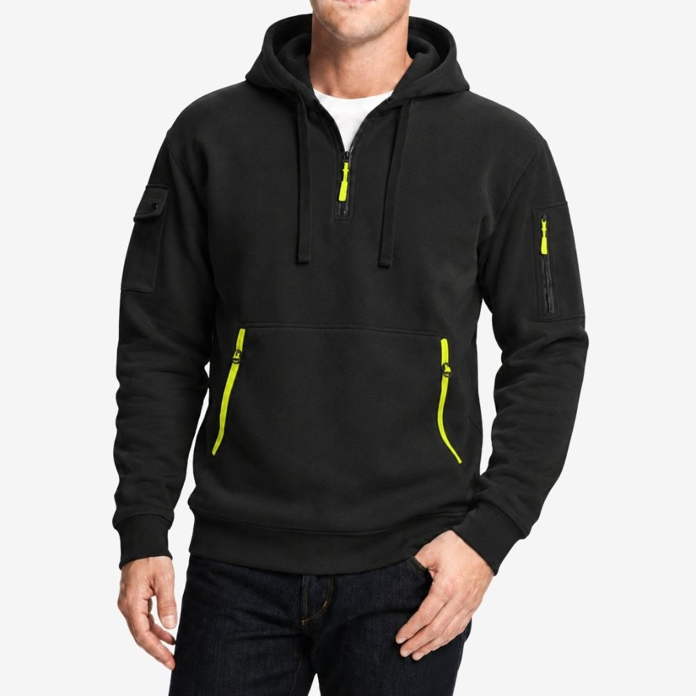 Half-Zip Hoodie – Breathable Lightweight Outdoor Layer - Black