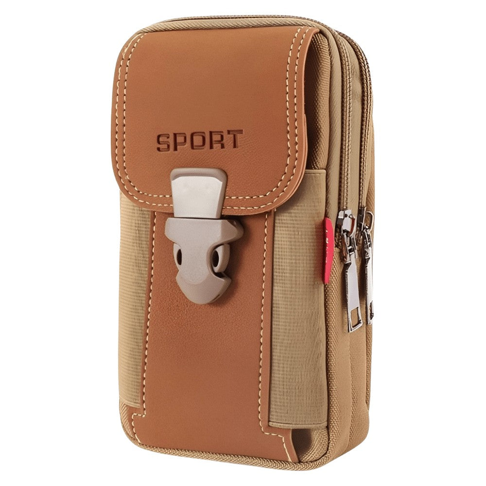 Hiking Pouch – Compact Belt-Attachment Zip Organizer - Camel Brown