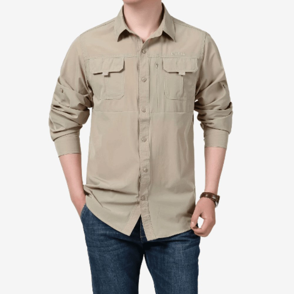 Hiking Shirt – Lightweight Breathable Long-Sleeve Quick-Dry - Light Khaki