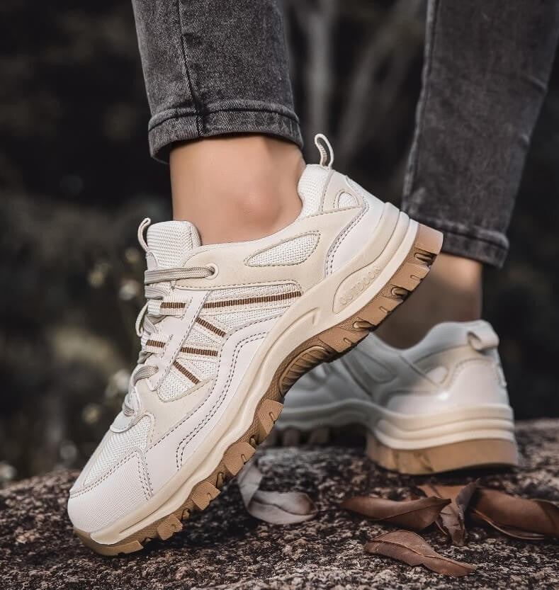 Hiking Shoes – Lightweight Breathable Cushioned Grip Sneakers - Beige