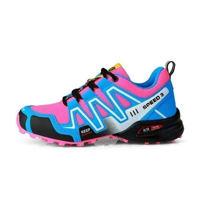 Hiking Shoes – Rugged Non-Slip Breathable Canvas Sneakers - Blue / Pink