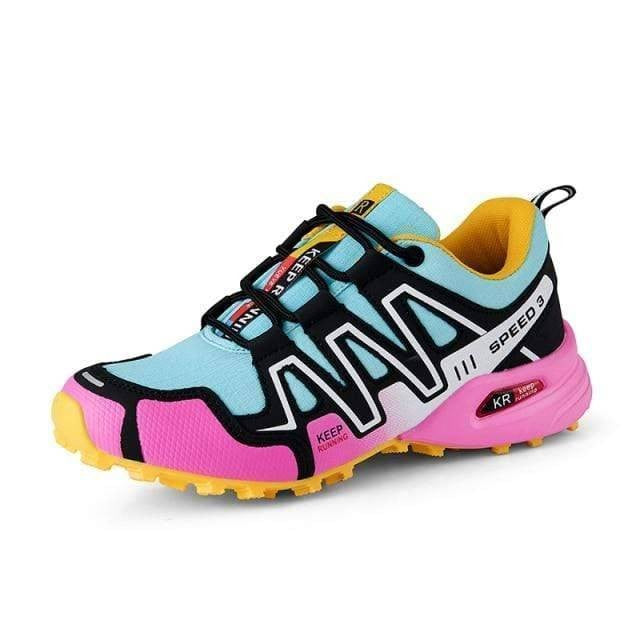 Hiking Shoes – Rugged Non-Slip Breathable Canvas Sneakers - Green / Pink