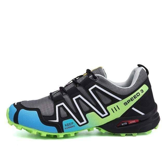 Hiking Shoes – Rugged Non-Slip Breathable Canvas Sneakers - Grey / Green