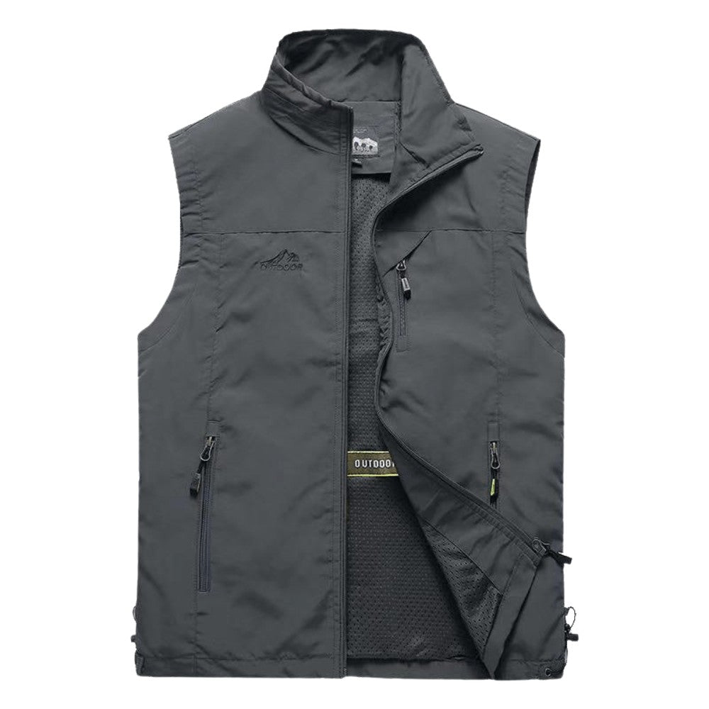 Hiking Vest – Lightweight Breathable Multi-Pocket Fishing - Grey