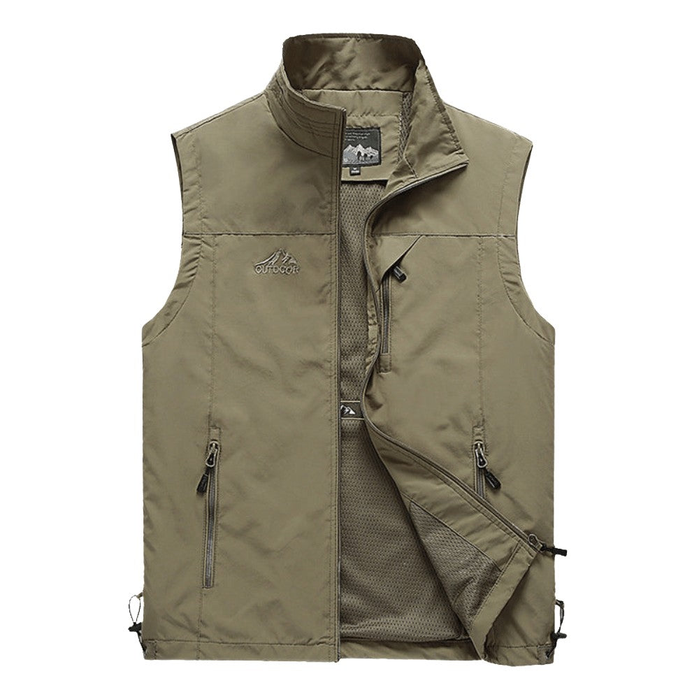 Hiking Vest – Lightweight Breathable Multi-Pocket Fishing - Khaki