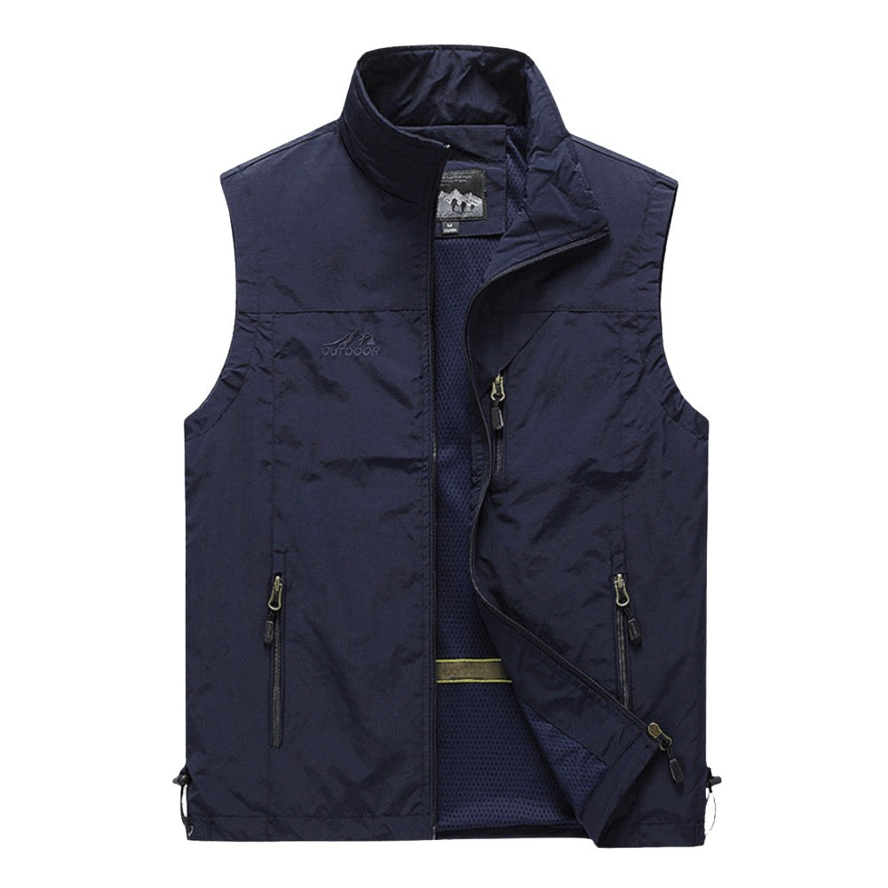 Hiking Vest – Lightweight Breathable Multi-Pocket Fishing - Navy blue
