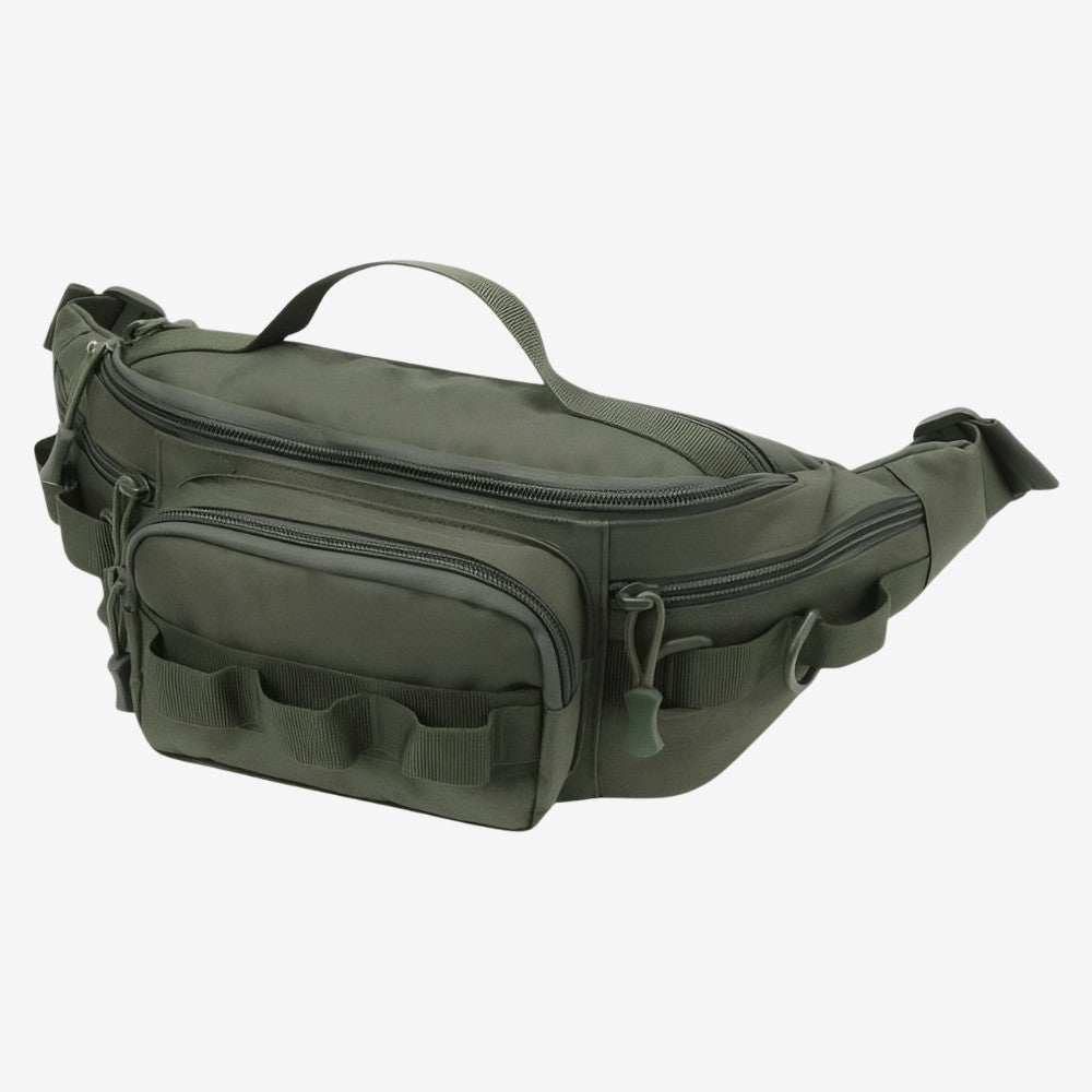 Hiking Waist Pack – Compact Water-Resistant Zip Hip Bag - Dark Green
