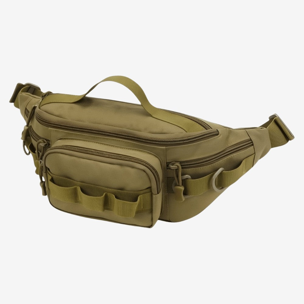 Hiking Waist Pack – Compact Water-Resistant Zip Hip Bag - Khaki