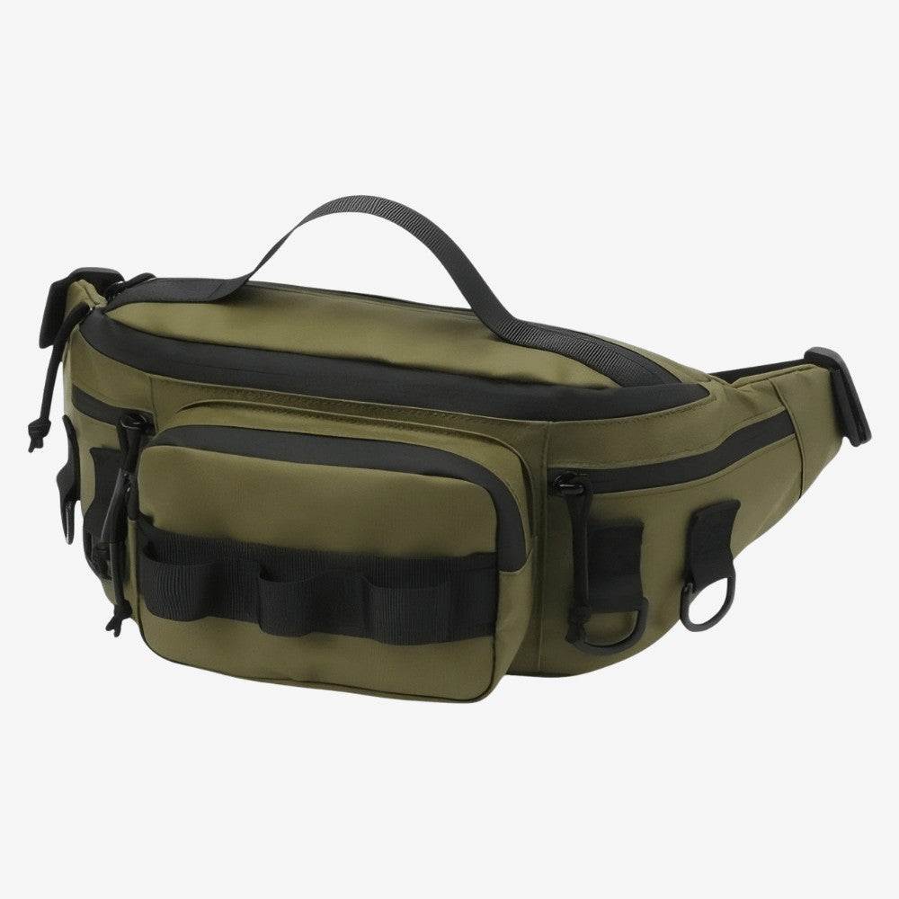 Hiking Waist Pack – Compact Water-Resistant Zip Hip Bag - Olive Green