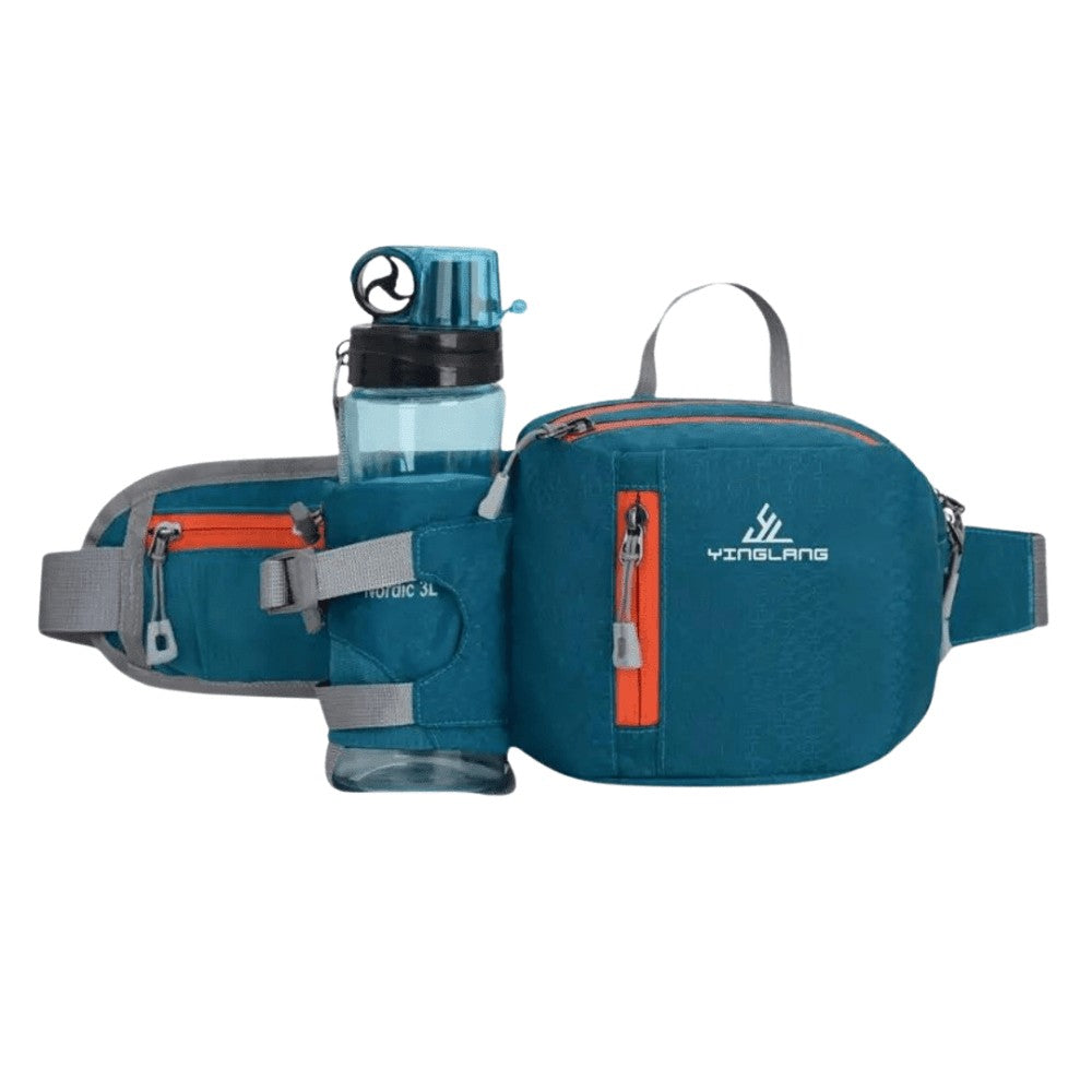 Hiking Waist Pack – Water-Resistant 800D Bottle Holder - Dark Blue