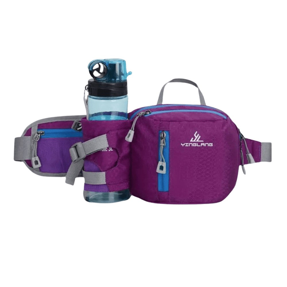 Hiking Waist Pack – Water-Resistant 800D Bottle Holder - Purple
