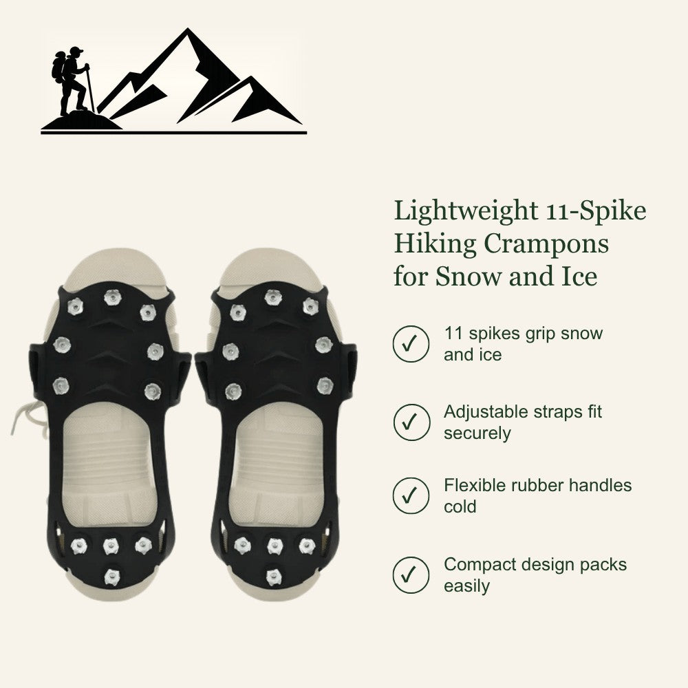 Ice Crampons – Lightweight 11-Spike Winter Traction Cleats