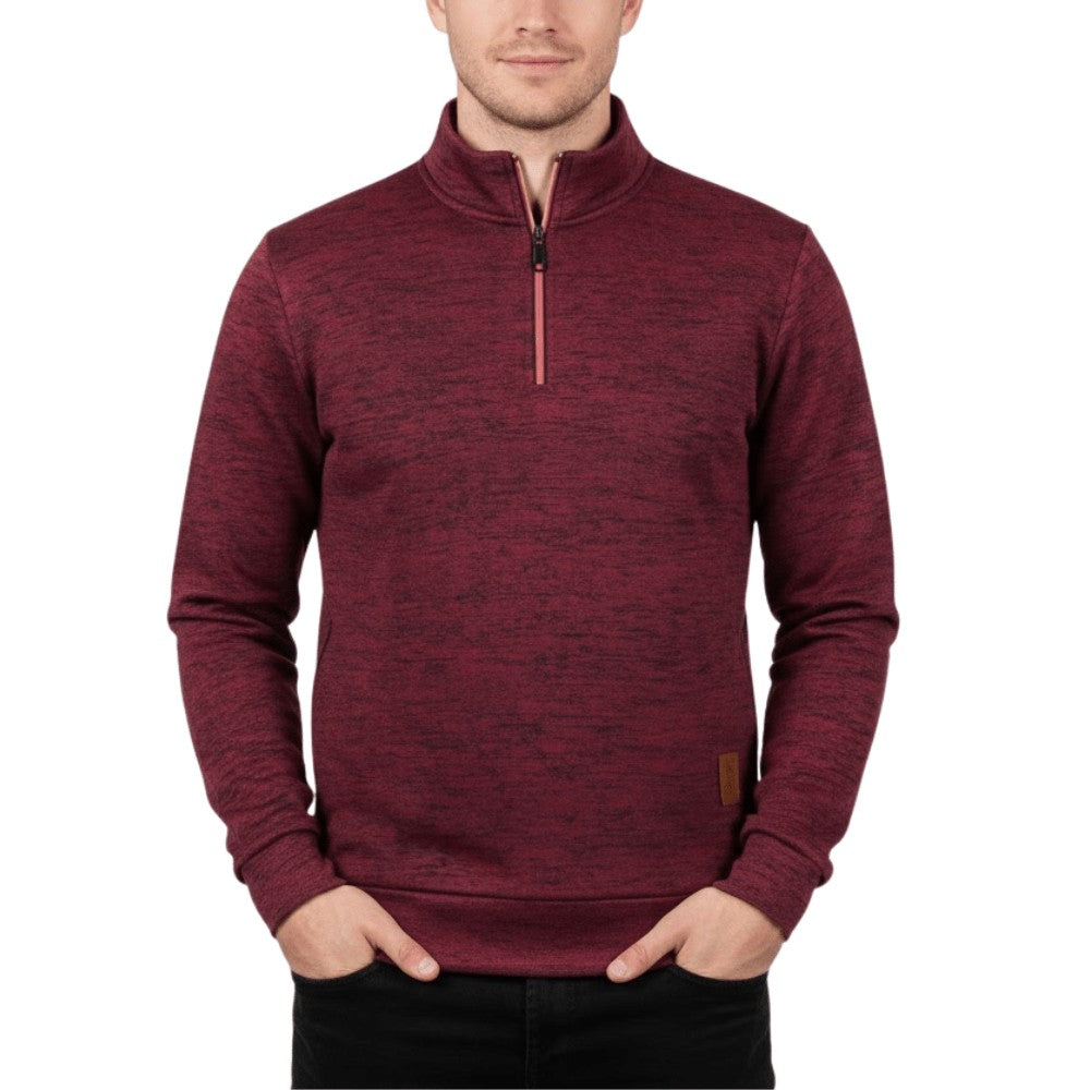 Insulated Hiking Fleece – Half-Zip Brushed Cold-Weather Layer - Burgundy