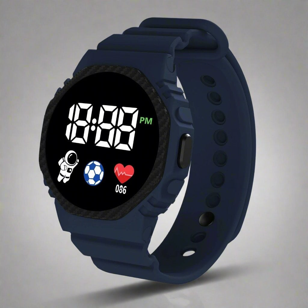 Kids Digital Watch – Lightweight Water-Resistant LED - Dark Blue