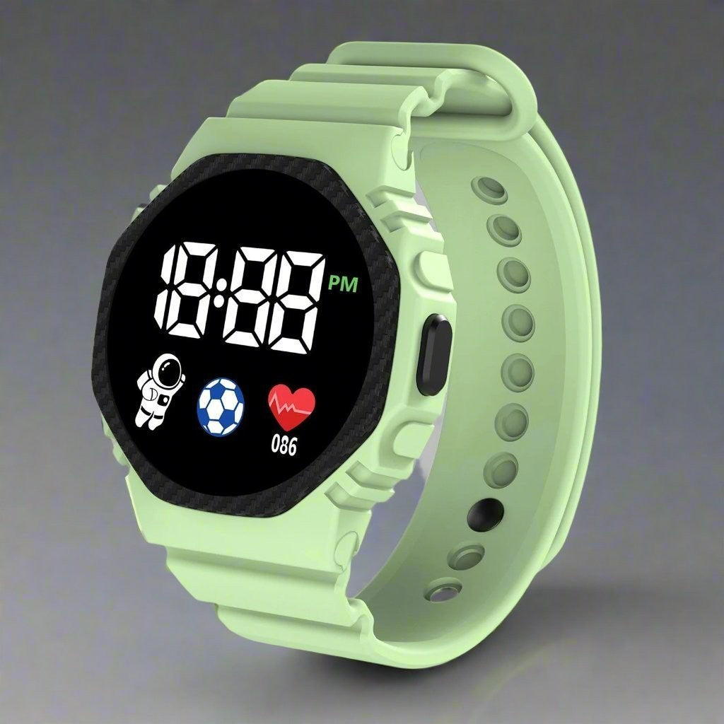 Kids Digital Watch – Lightweight Water-Resistant LED - Green