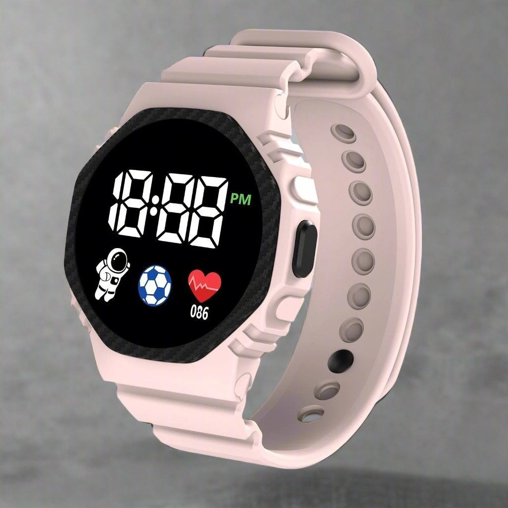 Kids Digital Watch – Lightweight Water-Resistant LED - Pink