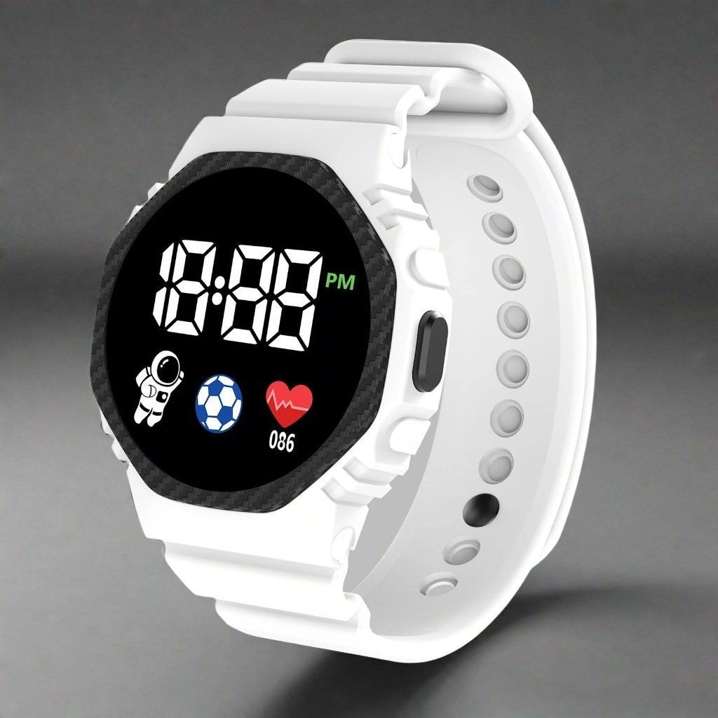 Kids Digital Watch – Lightweight Water-Resistant LED - White