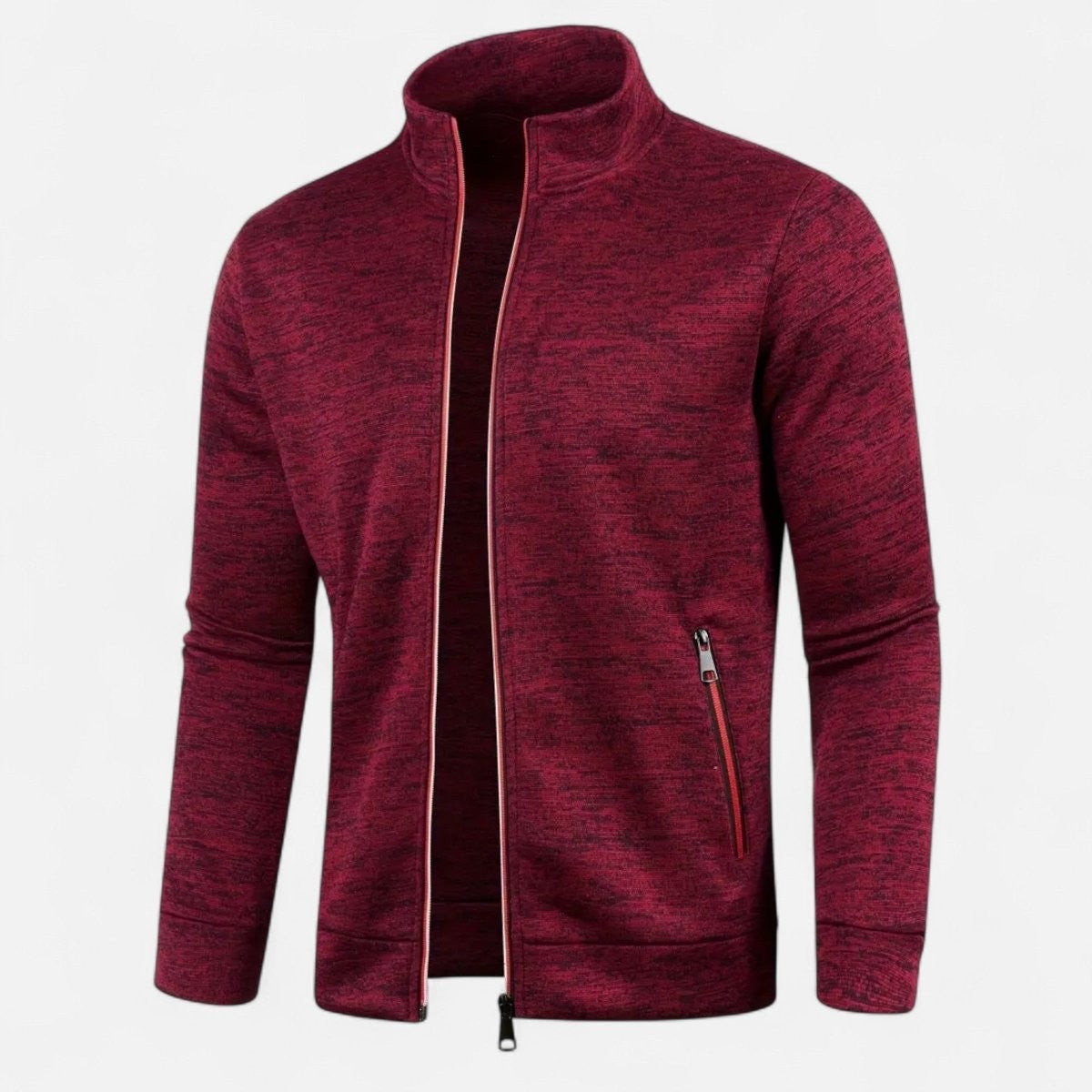 Knitted Cardigan – Full-Zip Soft-Stretch Outdoor Layer - Burgundy