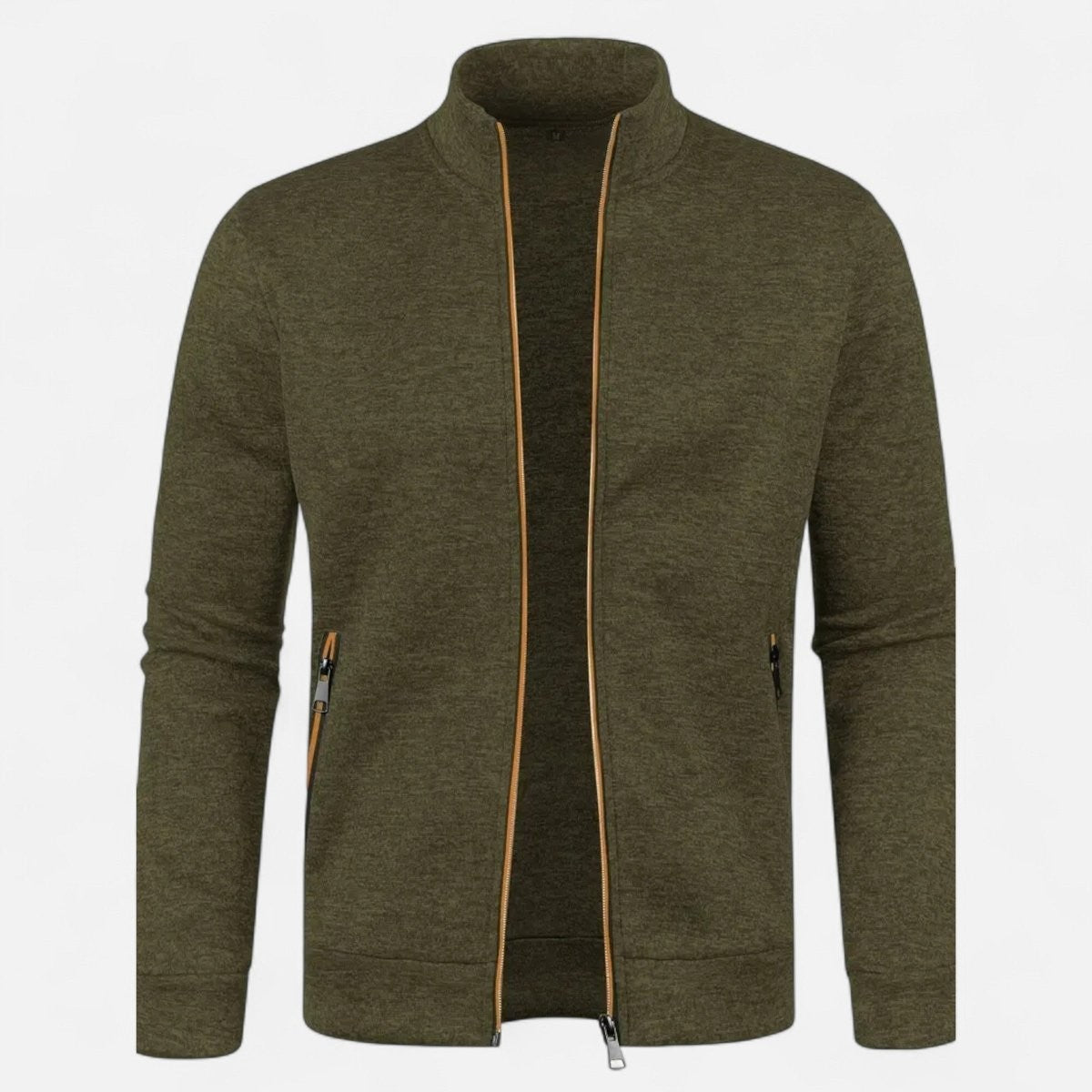Knitted Cardigan – Full-Zip Soft-Stretch Outdoor Layer - Olive