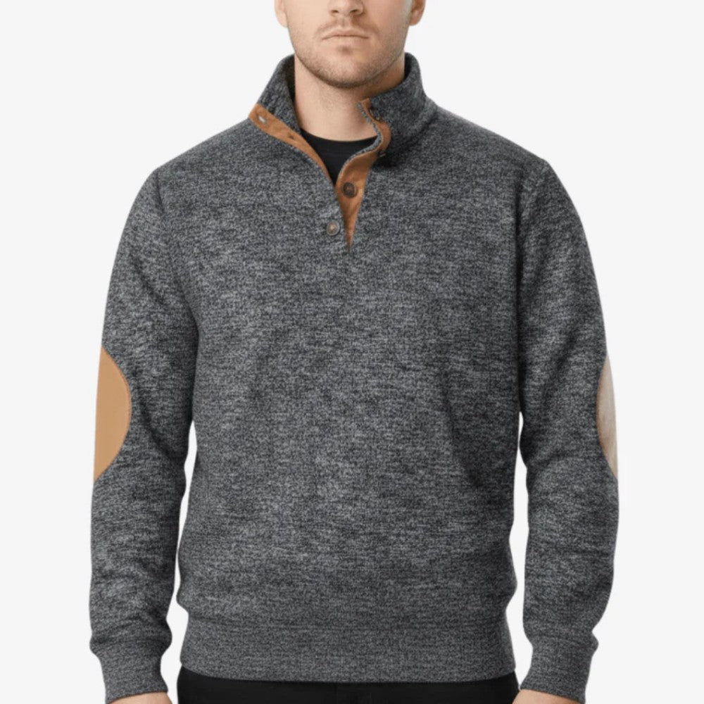 Knitted Outdoor Sweater – Warm Stand-Collar Breathable Layer - Charcoal