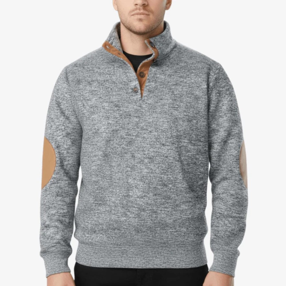 Knitted Outdoor Sweater – Warm Stand-Collar Breathable Layer - Light Grey