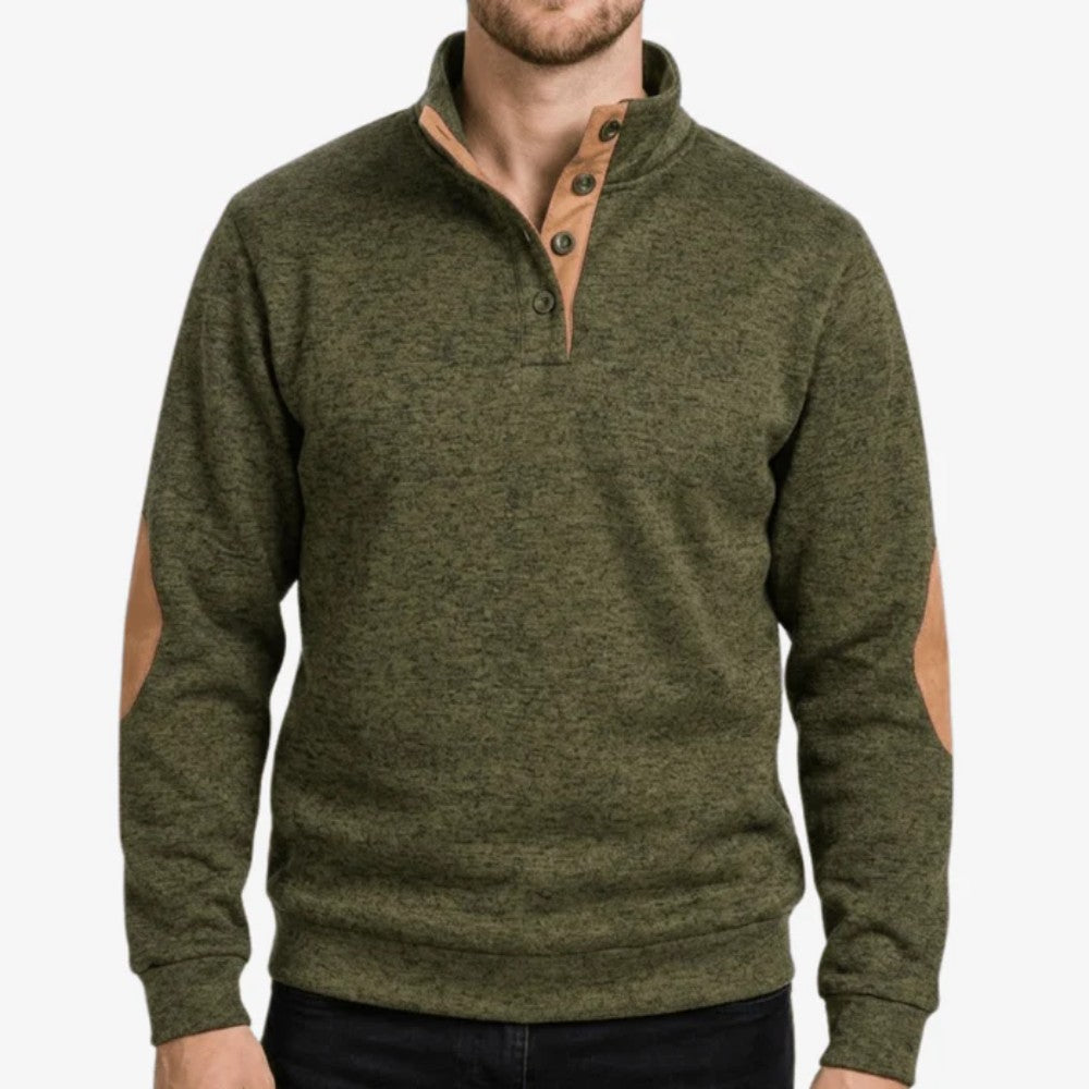 Knitted Outdoor Sweater – Warm Stand-Collar Breathable Layer - Olive
