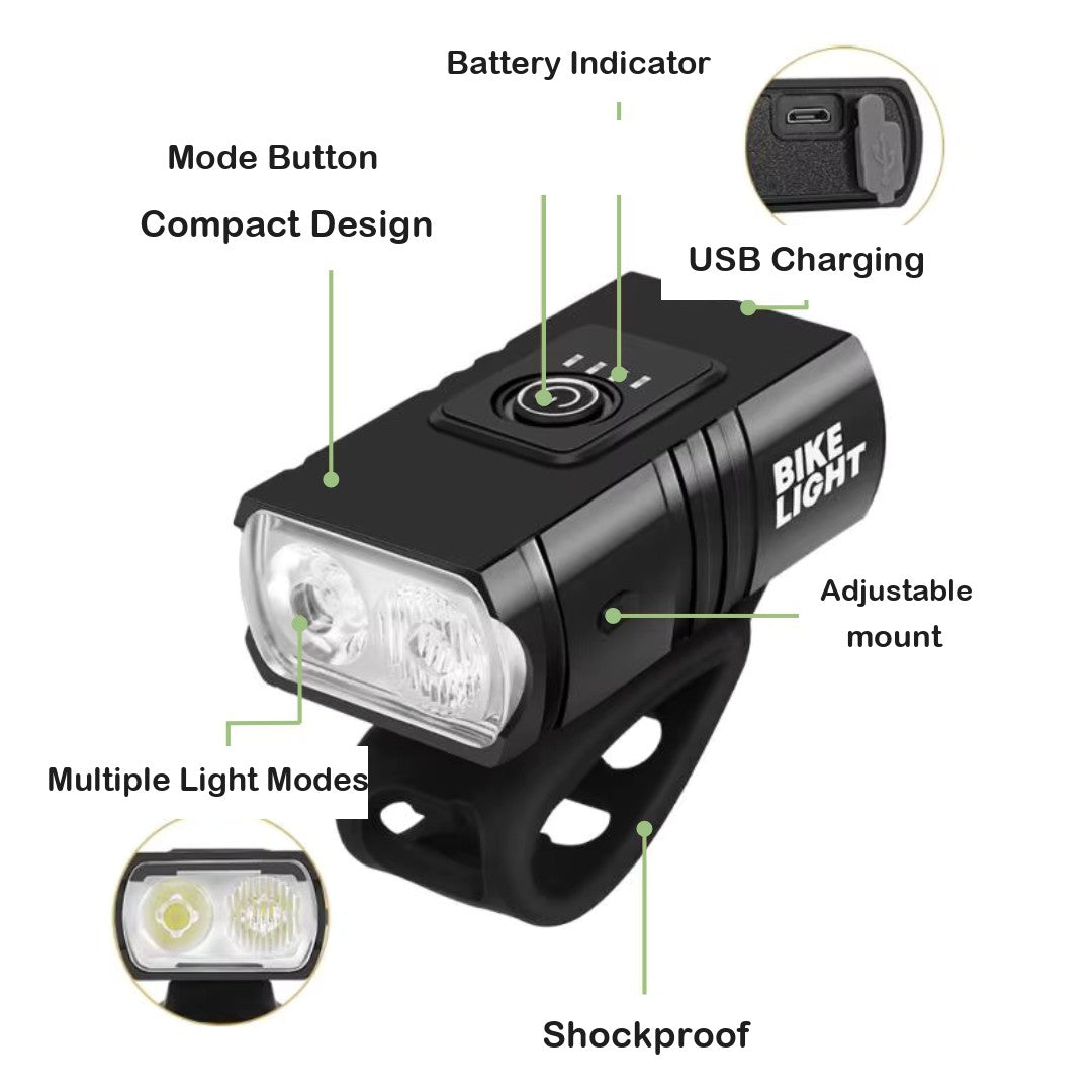 LED Bike Light Set – 1000 & 500 Lumen USB Rechargeable Lights