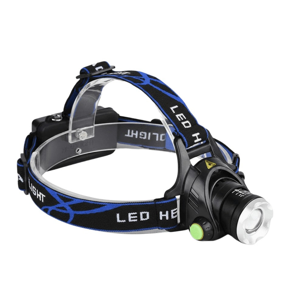 LED Headlamp – Rechargeable 2000-Lumen Zoom Water-Resistant - Blue