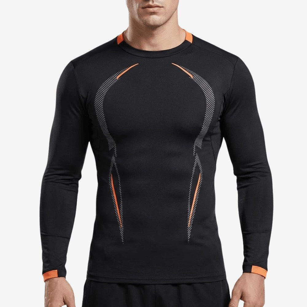Long-Sleeve Hiking Shirt – Breathable Stretch Quick-Dry Tee - Black