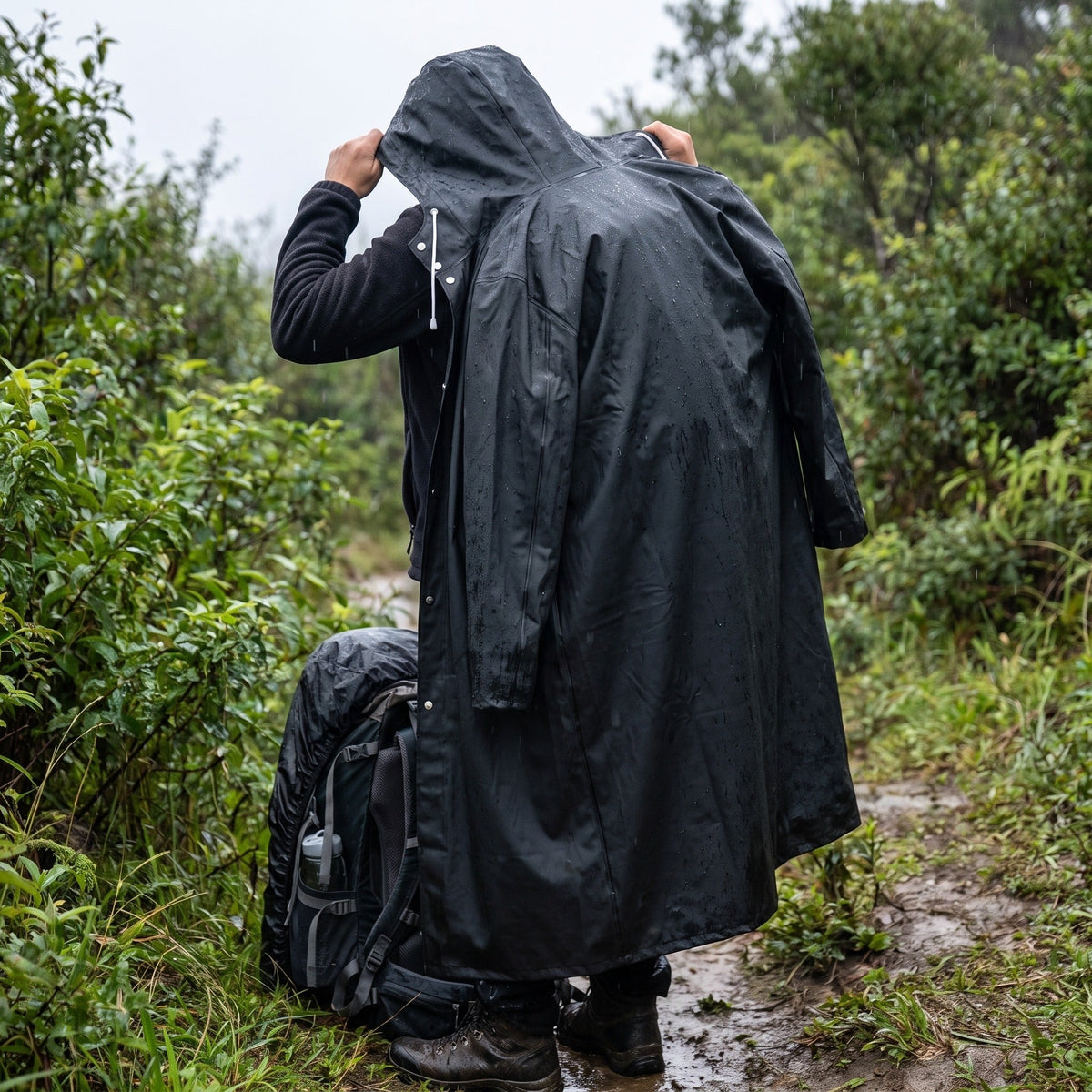 Long Waterproof Rain Coat – Thickened EVA Hooded Poncho