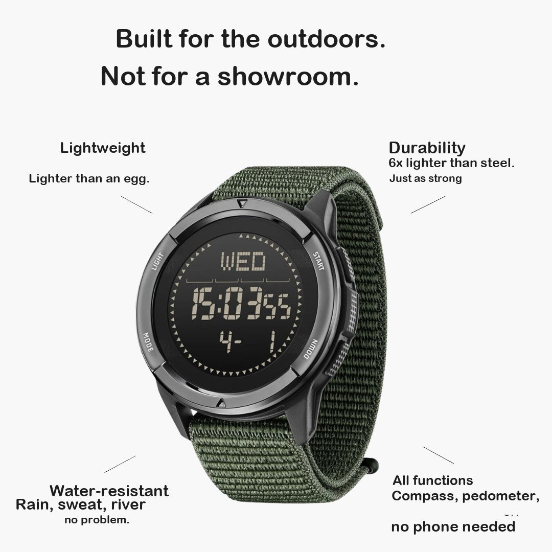Men's Carbon Fiber Watch – Digital Waterproof Compass Sport