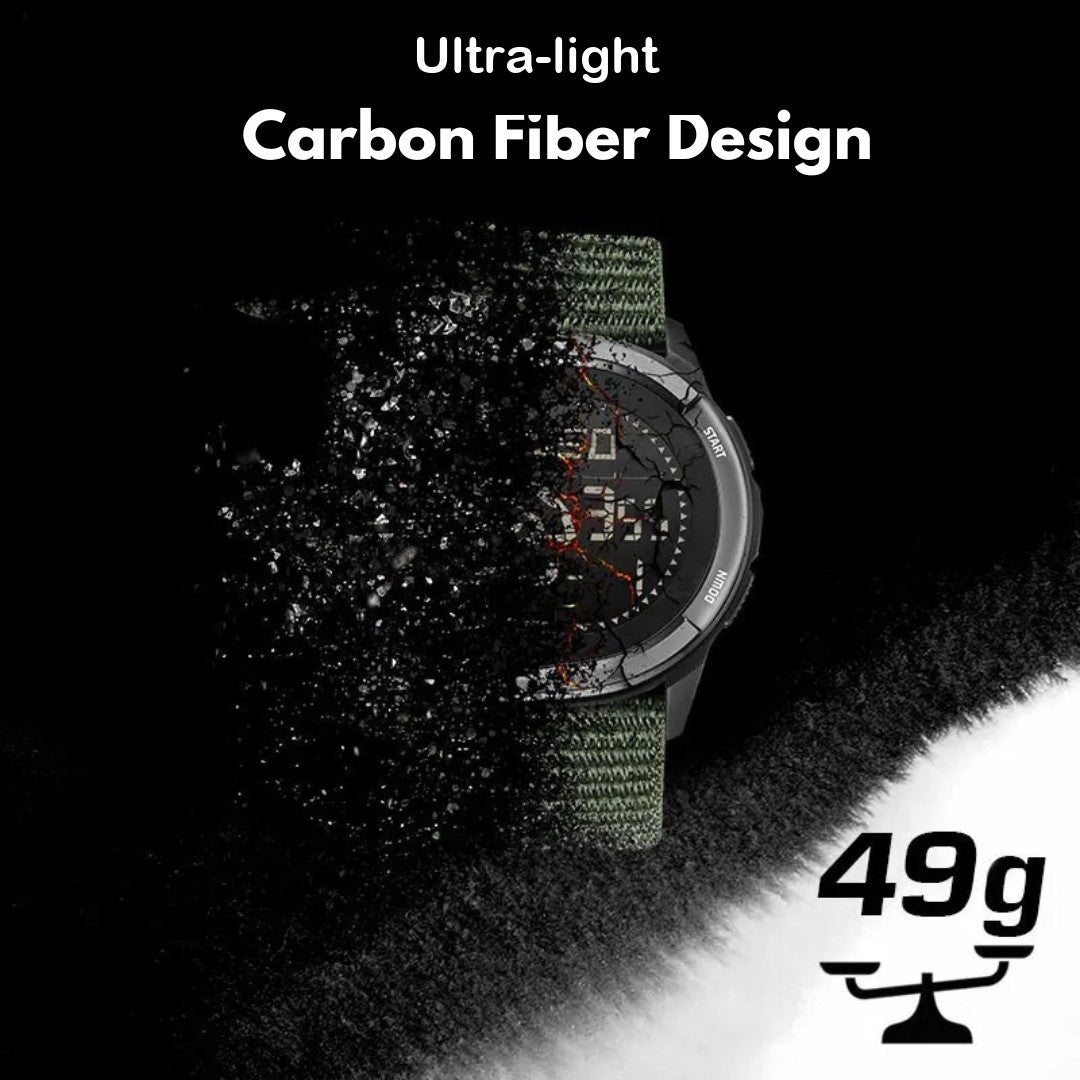 Men's Carbon Fiber Watch – Digital Waterproof Compass Sport