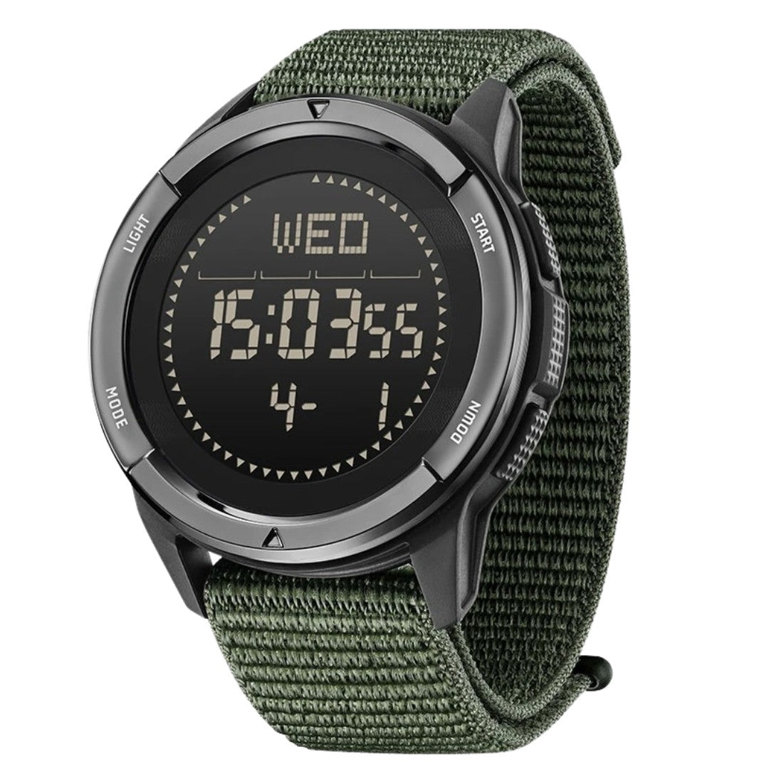 Men's Carbon Fiber Watch – Digital Waterproof Compass Sport - Green