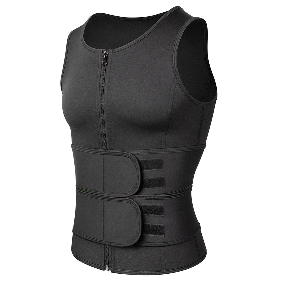 Men's Compression Vest – Lightweight Breathable Training - Black - Double Velcro