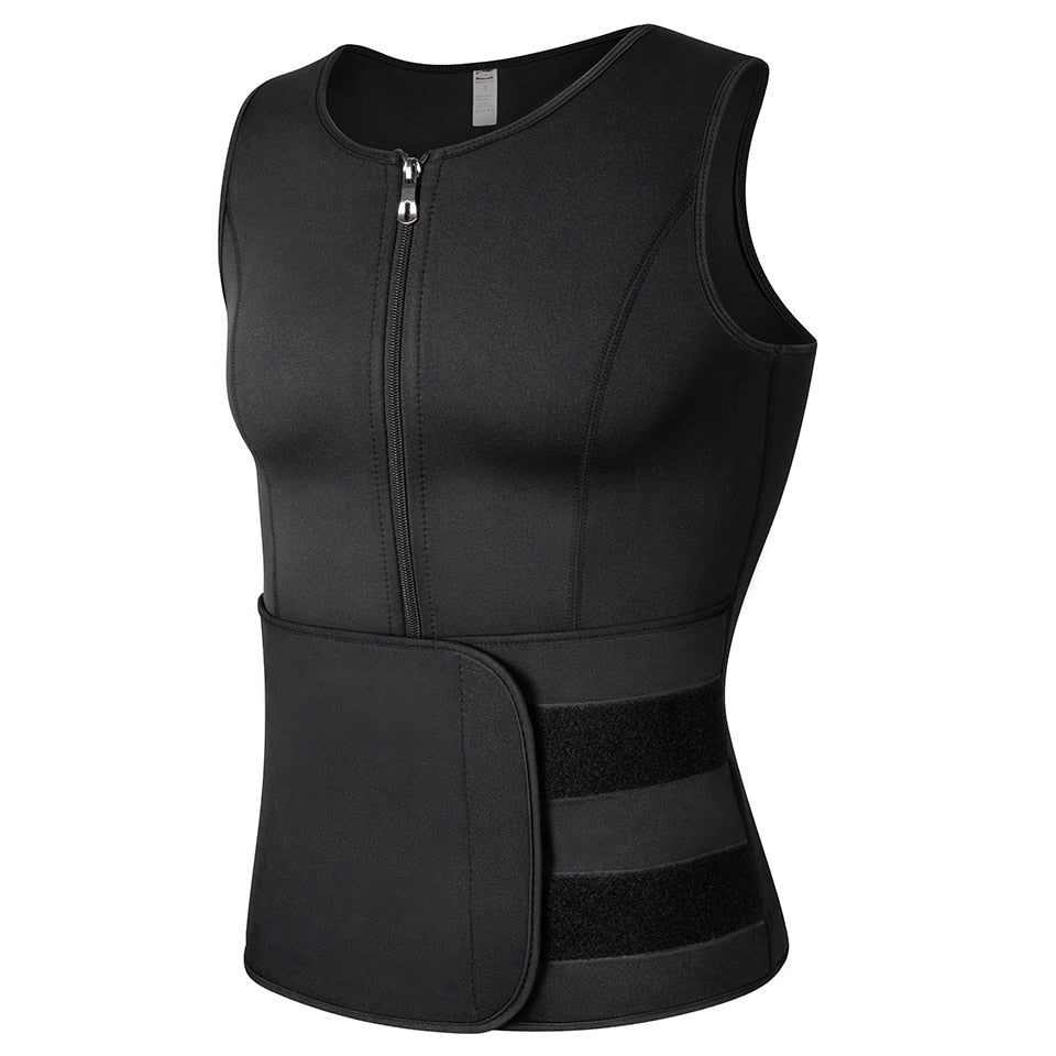 Men's Compression Vest – Lightweight Breathable Training - Black - Single Velcro